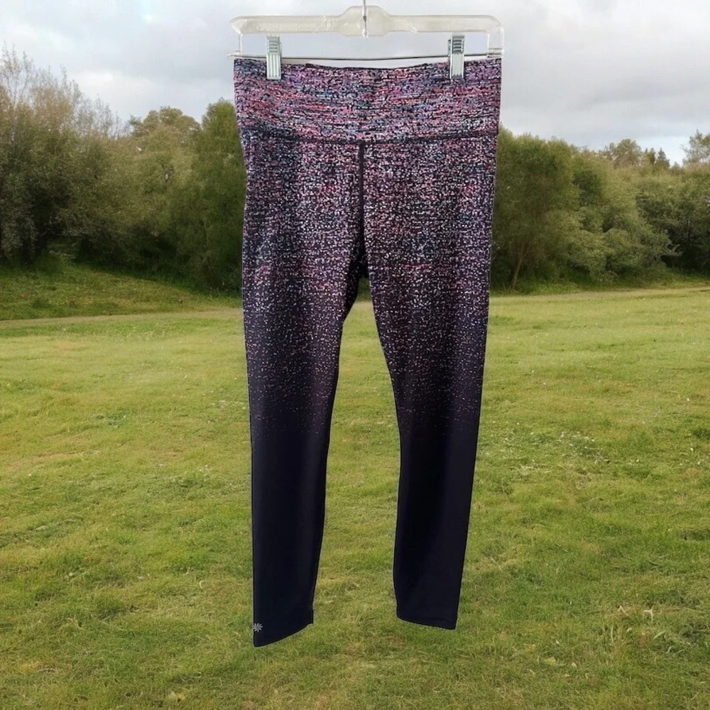 Athleta Womens Small Purple Pink Red‎ Geometric Print Ankle Leggings Pockets